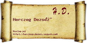 Herczeg Dezső névjegykártya